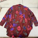 Free People  Burgundy Floral Button-Down Shirt Photo 2