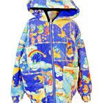 Dolls Kill  Care Bears Puffer Jacket Quilted Hooded Rainbow Y2K Rave Sz XS Photo 0