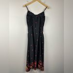 Free People On My Own Floral Satin Smocked Midi Dress Women’s Sz M Black Size M Photo 6