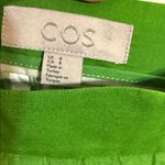 COS  Printed Pleated Cotton Skirt, Green/White Stripes, Size 8 Photo 4