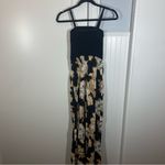 Evereve  Miley ribbed‎ bodice wide leg black floral Jumpsuit size xs pockets Photo 5