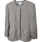 Vintage Prophecy Womens Wool Blazer Houndstooth Button Front Jacket Size 12 Brown Photo 0