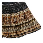 VINTAGE Velvet Paisley Midi Flare Skirt Black Size M Photo 4