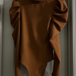 fab'rik Orange/Brown Body Suit with Puff Sleeves  Photo 0