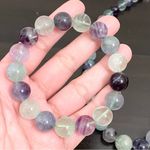 Genuine Rainbow Flourite Natural Crystal Stone Beaded Necklace & Bracelet Set Photo 7