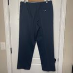 L.L. Bean Classic Fit Navy Trousers Women's 14 100% Cotton Hidden Stretch Sides Blue Photo 2