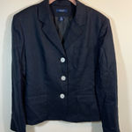 CHAPS Women's Linen Blazer Jacket Size 14 Black Pockets Formal Business Photo 0