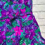 Maxine of Hollywood Vintage  One Piece Swimdress Purple Teal Floral Size 20W Belt Photo 1