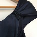 Eliza J 100% Silk Side Ruched Pleated Cap Sleeve Sheath Evening‎ Dress Si… Black Size 4 Photo 2