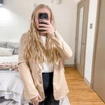 Joie NWT  Leather Faux Tan Beige Blazer Coat Jacket Blogger Pinterest Fav Cream Photo 5