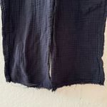 Michael Stars Wide Black Semi Sheer Crop Drawstring Waist Raw Hem Pull On Pants Photo 2