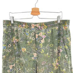 Anthropologie Classic Seamed Joggers Pants Floral Linen Blend Green Size Large Photo 3