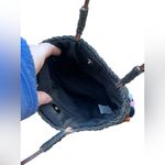 VTG Y2K Sun N Sand Small Straw Handbag With Natural Sea Glass Beads 8” Black Photo 2