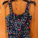 COLLECTIF‎ Olympia Square Neck Belted Strawberry Vine Jumpsuit Size Small (6) Blue Photo 7