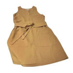 Joie  Puck Tie Waist Lined Keyhole Crepe Mini Dress in Oak‎ Size S Photo 8