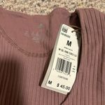 Adidas NWT  Studio Lounge Ribbed Cropped Long Sleeve Tee Pink Mauve- Size Medium Photo 8