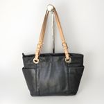 Michael Kors Black Leather Jet Set Tote Bag Shoulder Purse Classic Minimalist Photo 1