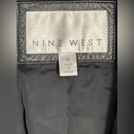 Nine West Leather Jacket Coat Women’s Button Front Black Mid Length Mint Sz XL Photo 8