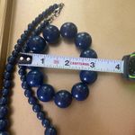 Vintage Navy Blue Beaded Necklace and Bracelet Set, Necklace 19 inches Photo 1