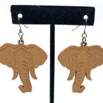 Elephant Shaped Wooden Earrings Brown Photo 0