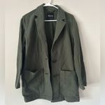 Madewell  Green Diamond Jacquard Shaw Blazer Jacket Size XXS Preppy Chic Winter Photo 2