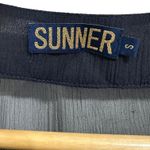 Sunner Silk Short Sleeves Tunic Top Ruffle Accent Black Size Small Photo 2