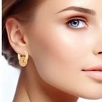 Do Everything In Love NWT 14K GP “” CZ ring hoop earrings Photo 2