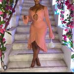 House Of CB 'Reine' Rose Real Silk Ruffle Midi Dress NWOT size M Photo 7