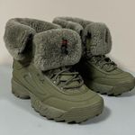 FILA Olive Green Disruptor Shearling Fur Winter Ankle Boots Booties Sneakers Shoes Size 9 🤍❤️💙 Photo 0