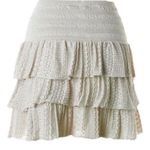 Maje Tiered Ruffle Sparkle Natural Metallic Crochet Mini Skirt, Size 3 Photo 11