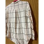 Lush Clothing Lush White Plaid Woman’s Long Sleeve V-Neck Top Size Medium Photo 8