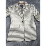 Anthropologie Blazer Womens XS White Blue Striped Single Button Jacket Classic Photo 2