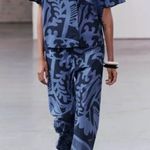 ZARA NWT ZW Collection Printed Pants Black Blue SIZE XS Photo 1