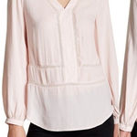 Ro & De Women's Pink Sheer Long Sleeve Double V Eyelet Top M NEW Photo 0