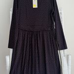 Boden Abigail Jersey Dress 14R Purple Leaf Print Long Sleeve Stretchy Midi Dark Size 14 Photo 0