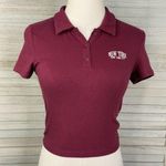 Forever 21 New York City Cropped Polo Shirt Burgundy-Small Photo 0