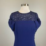 JS Collections  Lace and Crepe Short Sleeve Evening Gown Blue Size 6 Formal Dress Photo 4