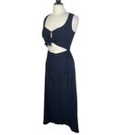 Reformation  Size XS Navy Blue Kai Cut Out Tie Front Long Wrap Dress Photo 2