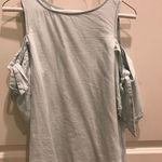 Impeccable Pig Light Blue Cold Shoulder Tie Tank  Photo 0