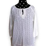 SW Womens Blouse Size M White Eyelet Peasant Top Boho Cottagecore Romantic Size M Photo 0