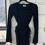Oh Polly Hari Long Sleeve Cut Out Mini Dress in Black Photo 4