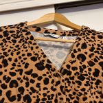 Isaac Mizrahi  Live! Button Down Shirt Small Leopard Print Long Sleeve V Neck Photo 1