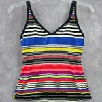 Jag Pink Multi Color Stripe Padded Stretch Swimwear Tankini Tank Top Medium M Photo 0