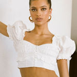 Sabo Skirt SABO Shirred Milkmaid Crop Top Womens Size XS Romantic Feminine Cottage Coquette Photo 0