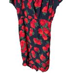 All that jazz Vintage  Black Red Rose Print Short Sleeve Midi Dress Size SM Photo 2