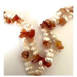 Freshwater pearl and carnelian chip long necklace Photo 8