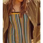 ZARA Striped sweater Knit Romper jumpsuit Small Boho Coverup Resort Beach Hippie Photo 0