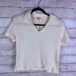 Madewell  Crochet-Knit V-Neck Sweater Tee Vintage Ivory Size Medium Photo 3