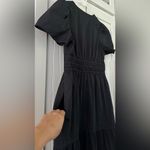 Quince 100% Organic Cotton Poplin Tiered Maxi Dress size small Black Photo 6
