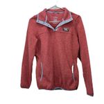 LL Bean Womens Rust Orange Sweater Fleece Pullover 1/4 Snap Size XS Pockets Photo 3